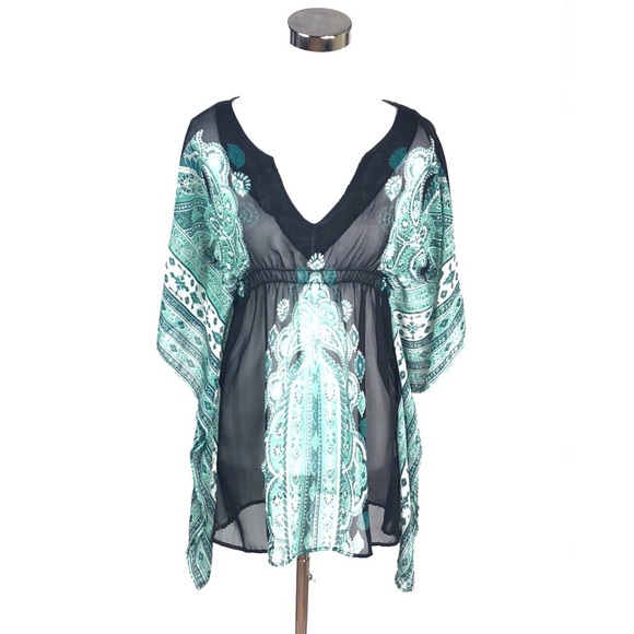 Tramp Other - Boho Printed Kaftan Sleeve Swim Coverup